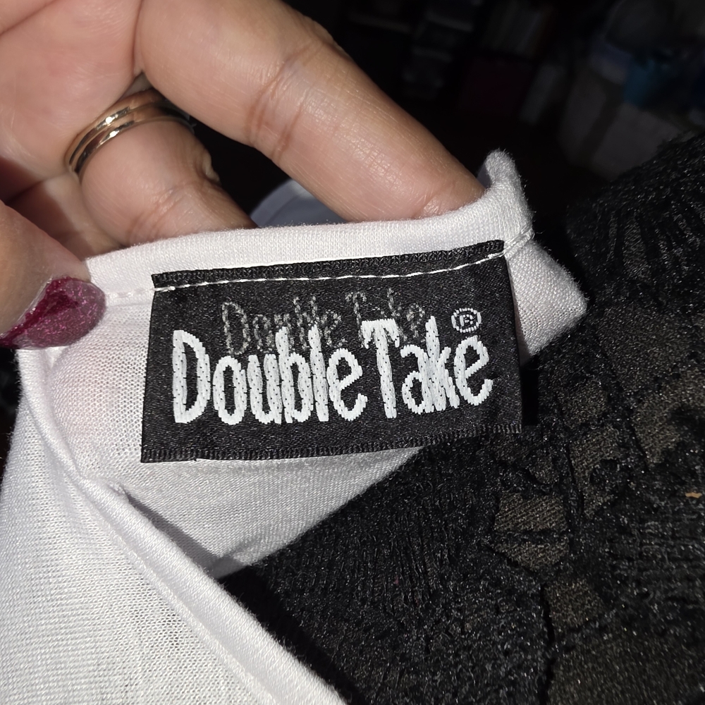 Double Take Women's Black Lace Top